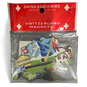 Switzerland Souvenir Magnet Moveable Cow Swiss Alps Brand New